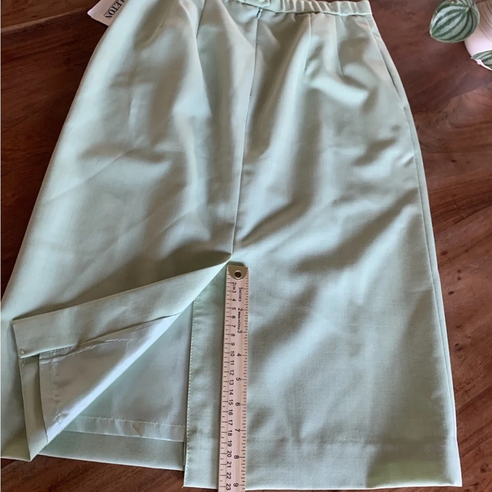 ▶️ Pendleton VTG Virgin Wool Pencil Skirt Women 6 Light Green NWT Pockets Midi - Picture 6 of 8